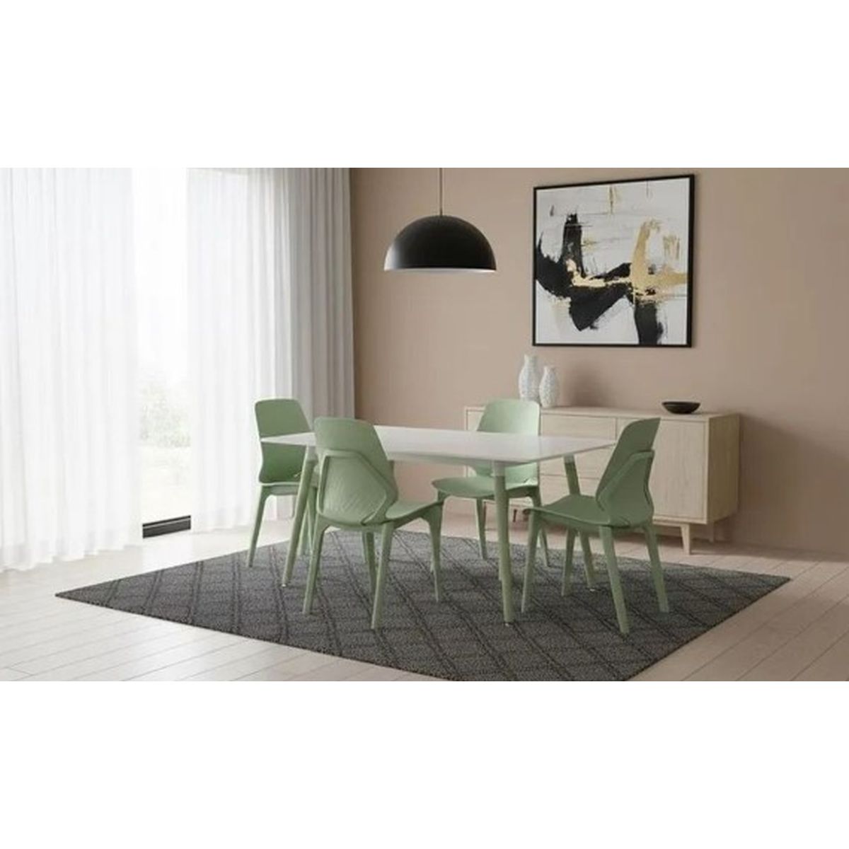 Juego Mesa Barulich 140x80  + 4sillas Gao Verde
